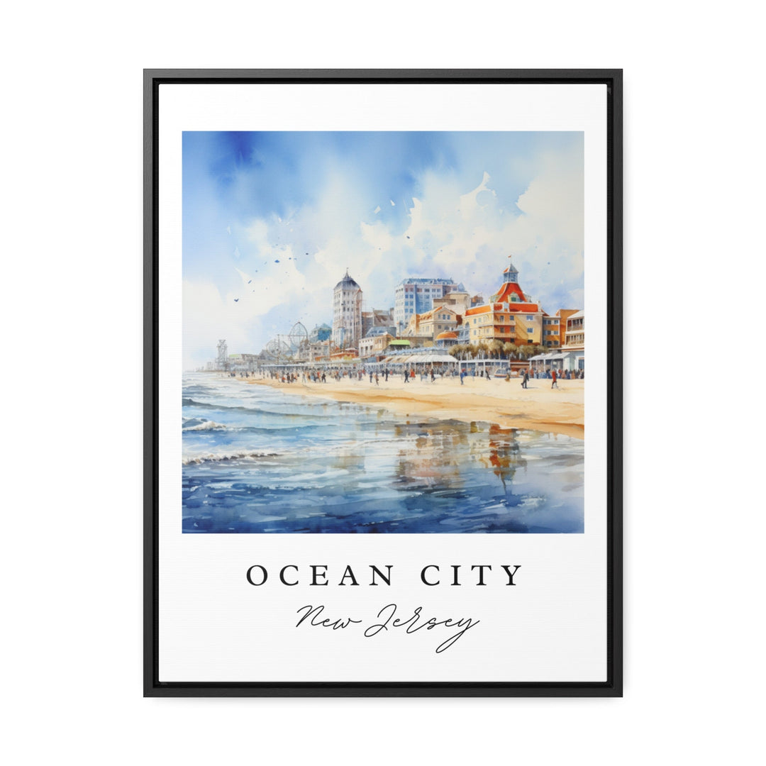 Ocean City traditional travel art - New Jersey, Ocean City poster, Wedding gift, Birthday present, Custom Text, Personalized Gift