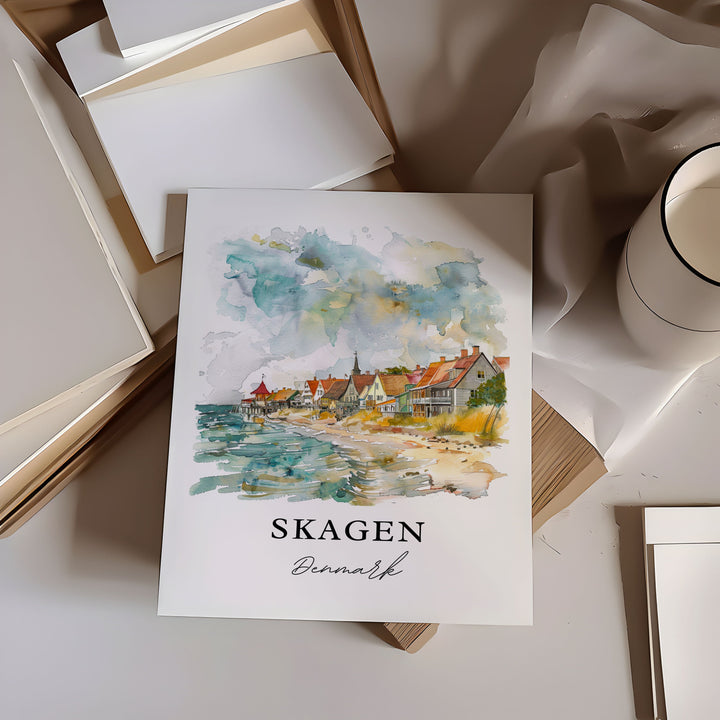 Skagen Denmark Wall Art, Skagen Vendsyssel Print, Skagen Watercolor, Skagen Denmark Gift,