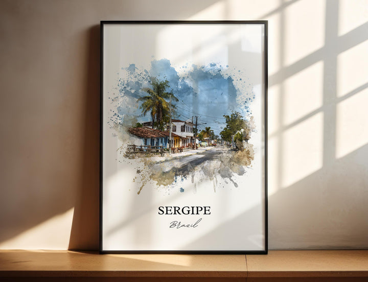 Sergipe Brazil Wall Art, Sergipe Brazil Print, Brazil Watercolor Art, Sergipe Gift, Sergipe Travel Print, Travel Poster, Housewarming Gift