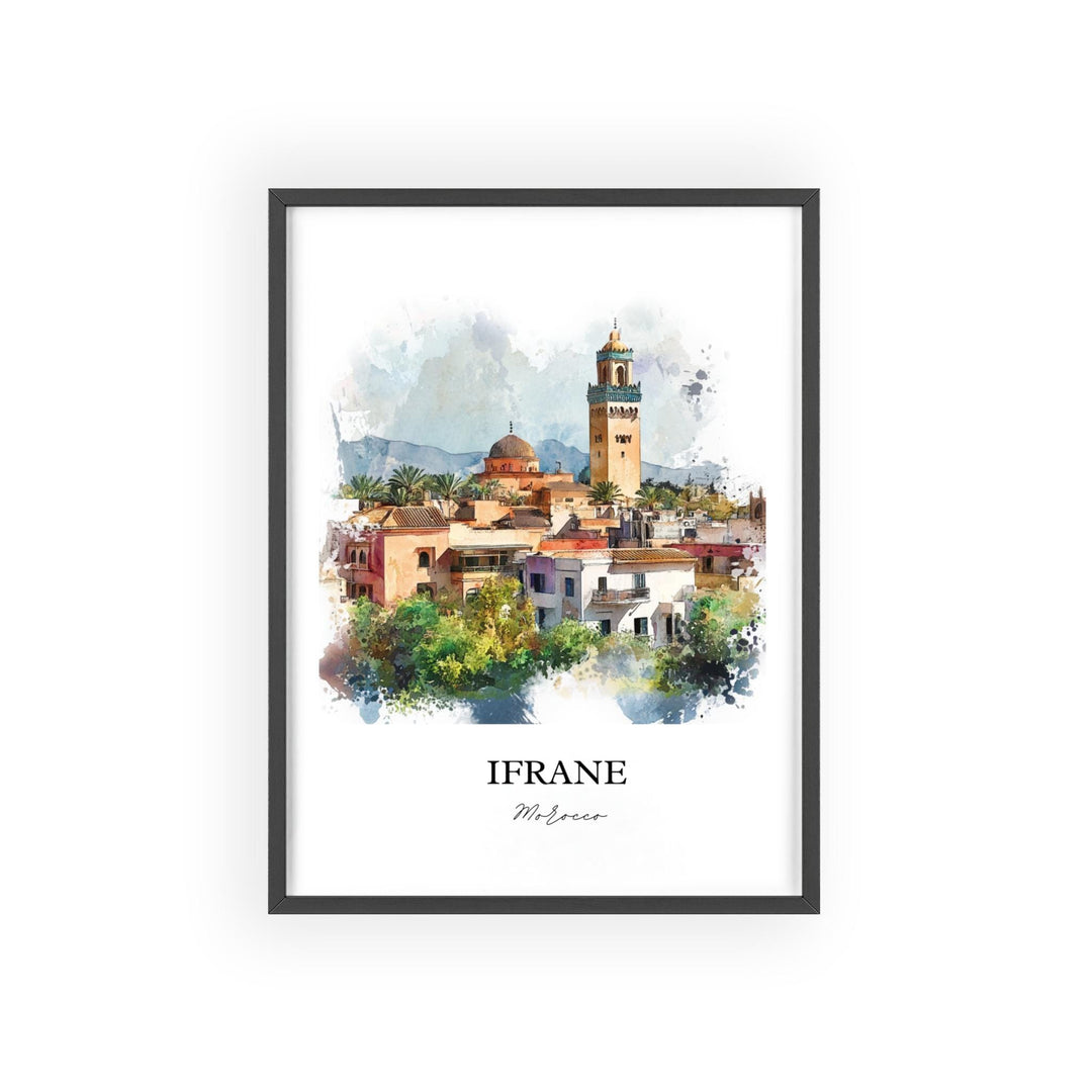 Ifrane, Morocco – Watercolor Art Print of Middle Atlas Mountains