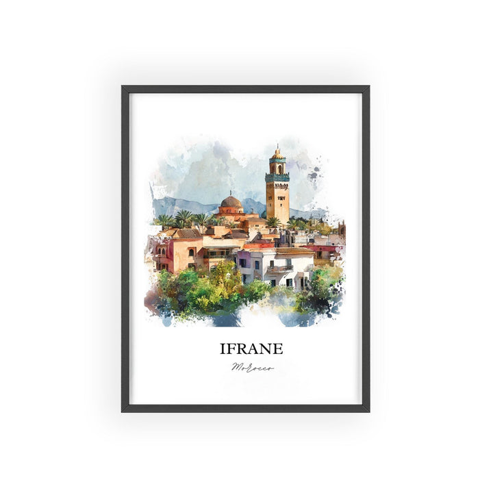 Ifrane, Morocco – Watercolor Art Print of Middle Atlas Mountains