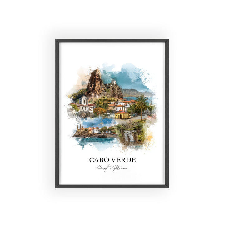 Cabo Verde Wall Art, West Africa Print, Cabo Verde Watercolor Art, Cabo Verde Gift, Travel Print, Travel Poster, Housewarming Gift