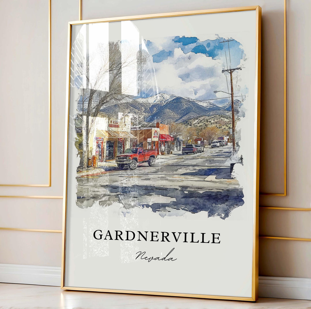 Gardnerville NV Wall Art, Gardnerville Print, Nevada Watercolor, Douglas County Nevada Gift, Travel Print, Travel Poster, Housewarming Gift