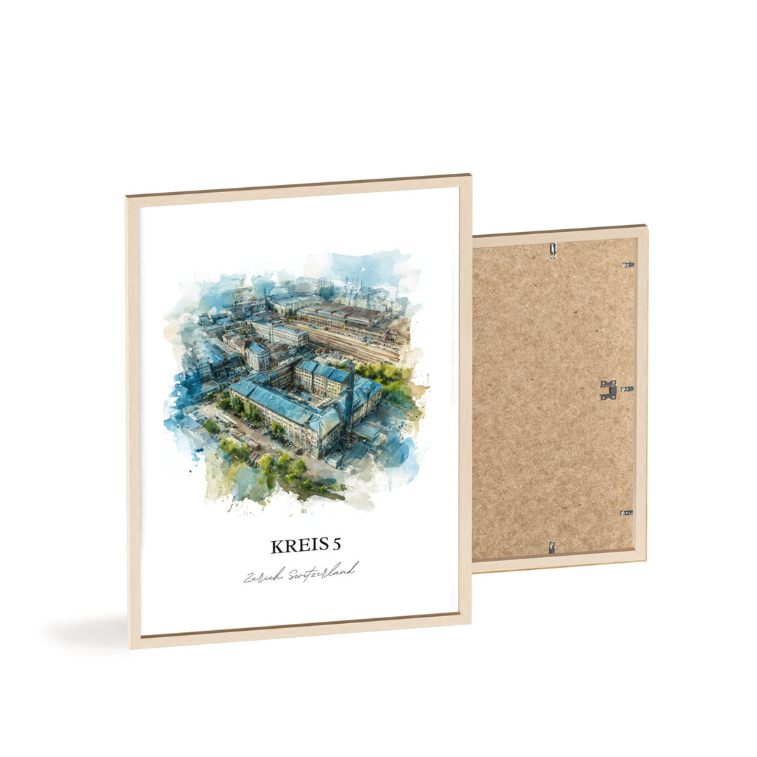 Kreis 5 Zurich Wall Art, Zurich Print, Zurich Watercolor Art, Zurich Switzerland Gift, Zurich Travel Print, Travel Poster, Housewarming Gift