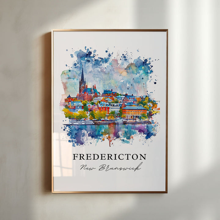 Fredericton Wall Art, New Brunswick Print, Fredericton Watercolor, New Brunswick Canada Gift,