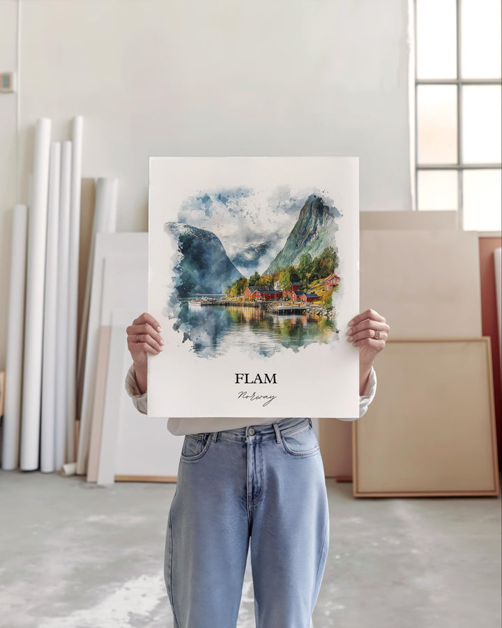 Flåmsdalen Valley, Norway – Watercolor Art Print