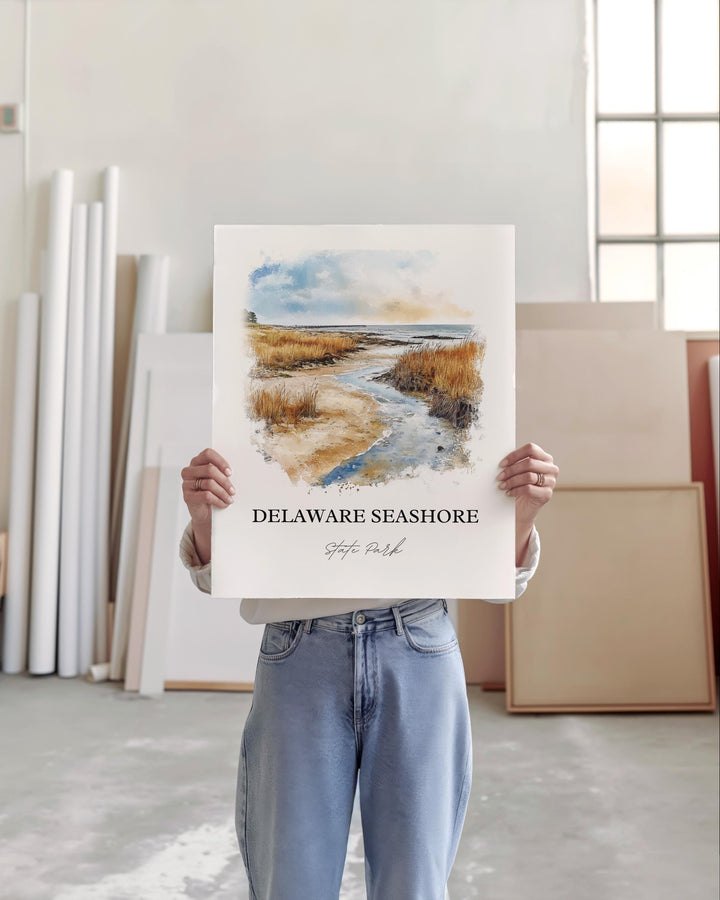 Delaware Seashore State Park Art, Rehoboth Beach Print, Reho Beach Watercolor, Delaware Gift, Travel Print, Travel Poster, Housewarming Gift