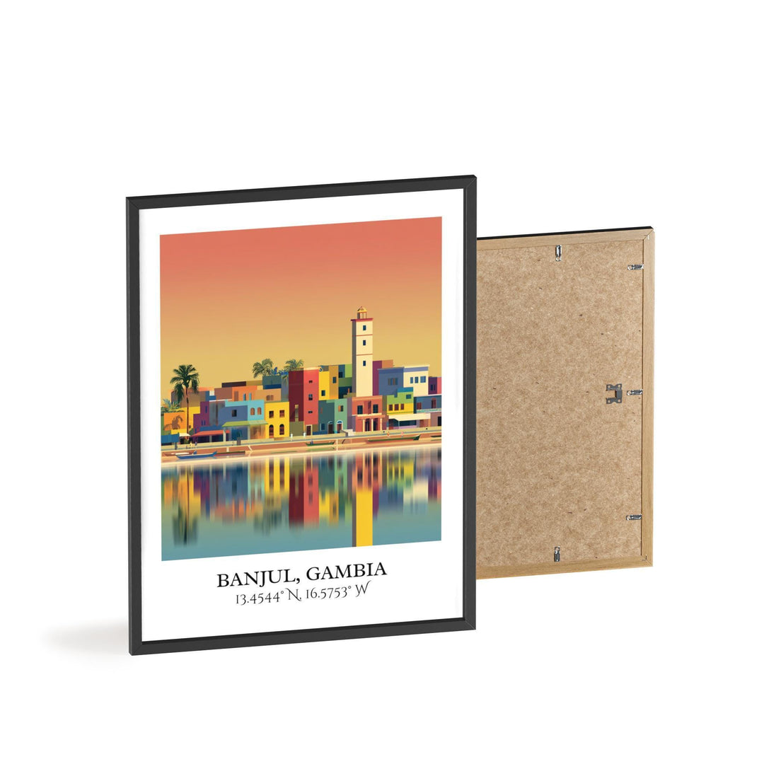 Banjul Art, Banjul Retro Travel Art, Banjul Gambia Home Decor, Gambia Gift, Gambia Travel Art, Travel Prints, Housewarming Gift