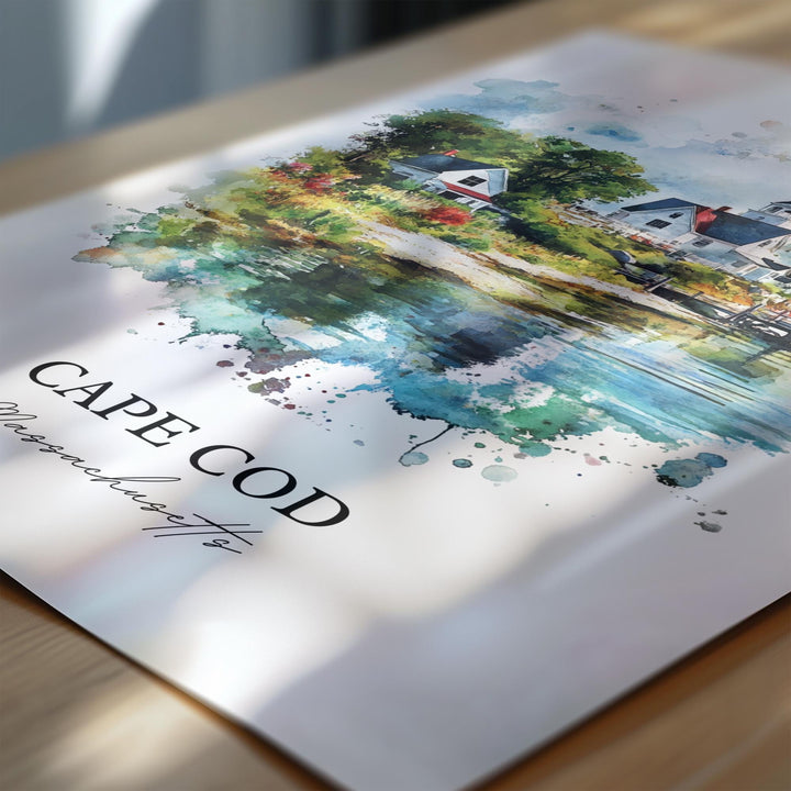 Cape Cod Wall Art, Cape Cod MA Print, Cape Cod Watercolor Art, Cape Cod Gift, Travel Print, Travel Poster, Housewarming Gift