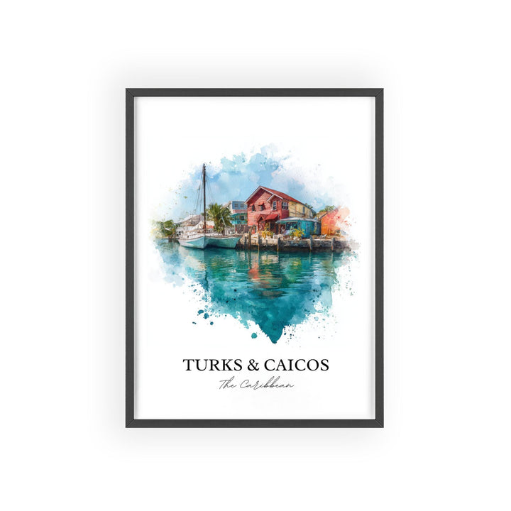 Turks and Caicos Wall Art, Turks and Caicos Print, Caribbean Watercolor Art, Caribbean Gift, Travel Print, Travel Poster, Housewarming Gift