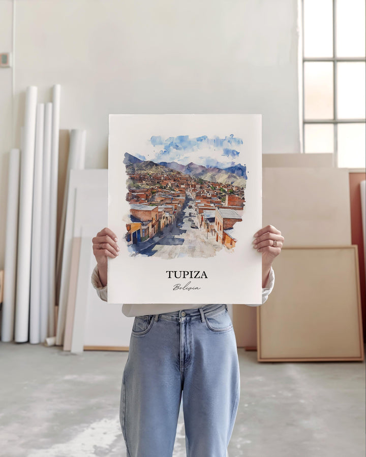 Tupiza Bolivia Wall Art, Potosí Print, Bolivia Watercolor Art, Tupiza Bolivia Gift, Travel Print, Travel Poster, Housewarming Gift