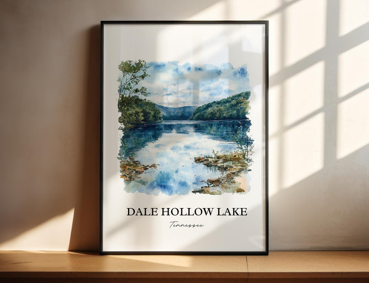Dale Hollow Lake Wall Art, Celina TN Print, Tennessee Watercolor Art, Dale Hollow Lake Gift, Travel Print, Travel Poster, Housewarming Gift