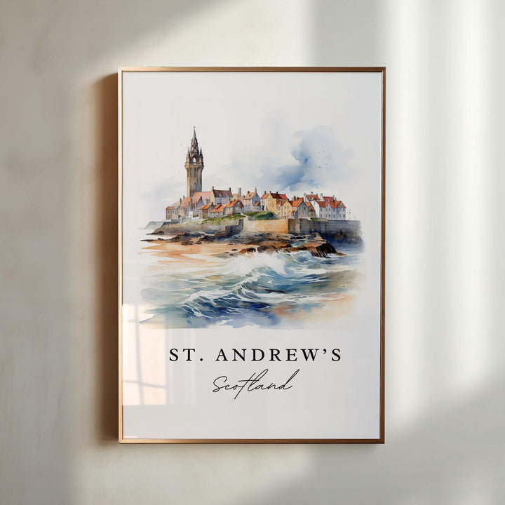 St Andrews Scotland wall art - Scotland, St. Andrew's poster print, Scotland Wedding gift, Birthday present, Custom Text, Perfect Gift