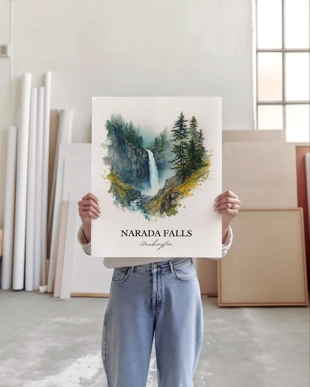 Narada Falls Wall Art, Mount Rainier Print, Washington State Artwork, Narada Falls Gift, Travel Print, Travel Poster, Housewarming Gift