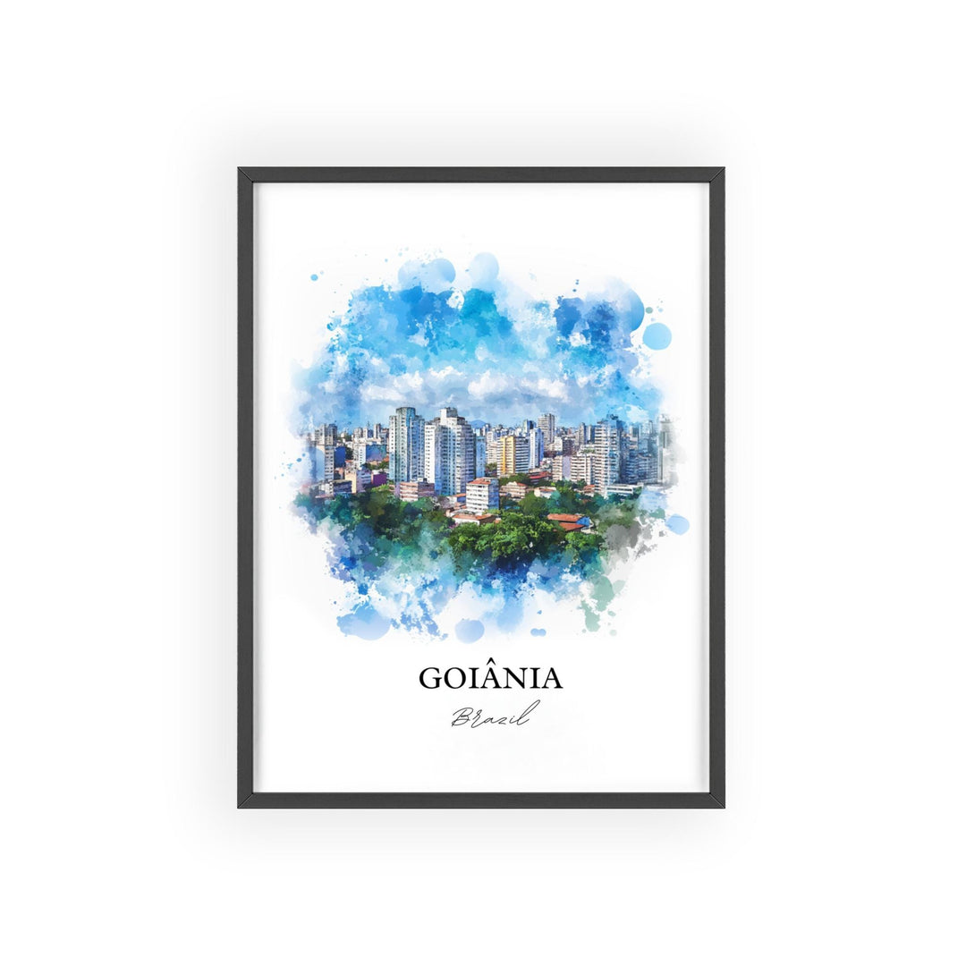 Goiânia Wall Art, Goiás State Print, Brazil Watercolor Art, Goiânia Brazil Gift, Travel Print, Travel Poster, Housewarming Gift