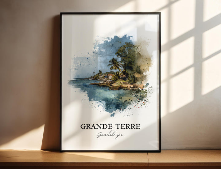 Grande-Terre Wall Art, Guadeloupe Print, Guadeloupe Watercolor Art, Guadeloupe Gift, Guadeloupe Print, Travel Poster, Housewarming Gift