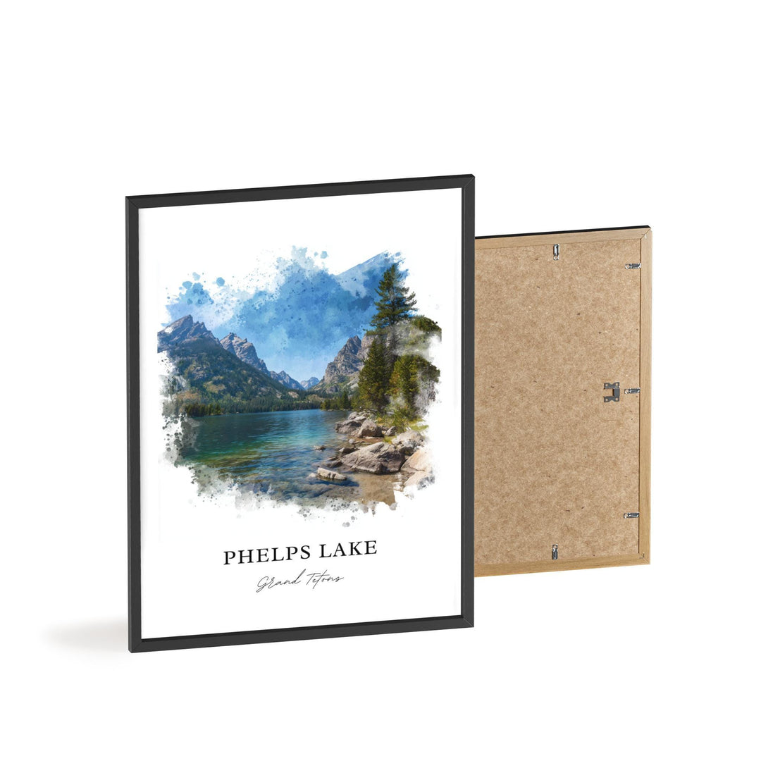 Phelps Lake Wall Art, Phelps Lake Print, Phelps Lake Watercolor Art, Phelps Lake Gift, Grand Tetons Print, Travel Poster, Housewarming Gift
