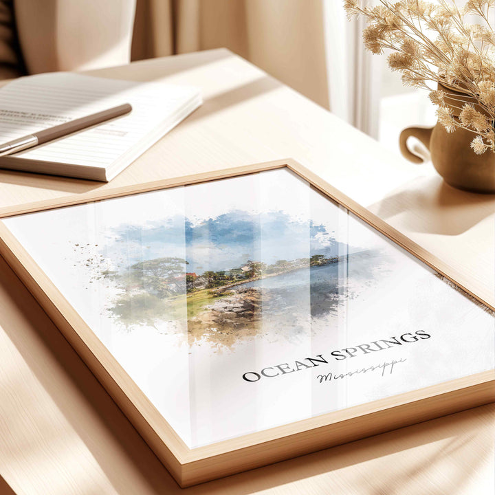Ocean Springs, Mississippi – Watercolor Art Print