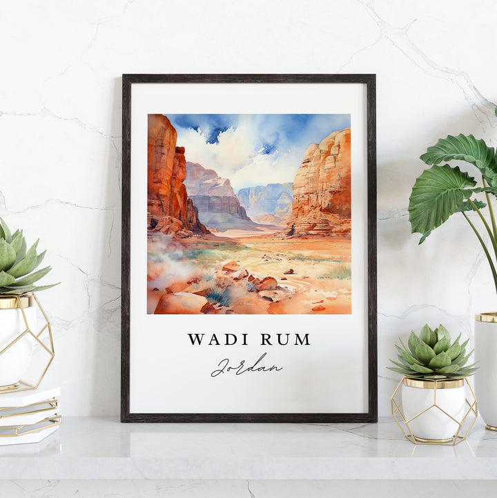 Wadi Rum wall art - Saudi Arabia, Wadi Rum poster print, Wadi Rum Wedding gift, Birthday present, Custom Text, Perfect Gift