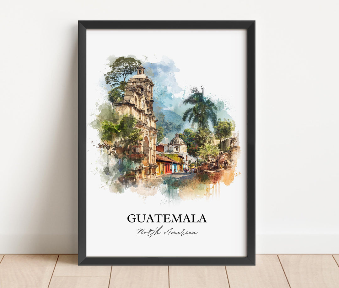 Guatemala Wall Art, Central America Print, Guatemala Watercolor Art, Guatemala Gift, Travel Print, Travel Poster, Housewarming Gift