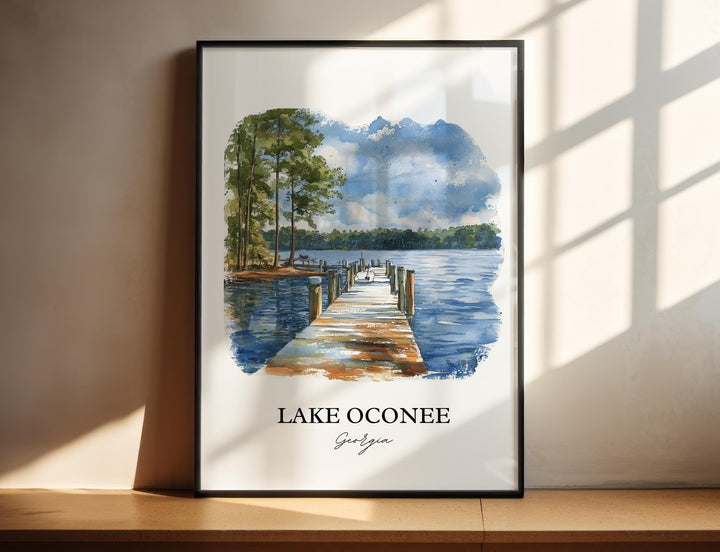Lake Oconee Wall Art, Greensboro GA Print, Georgia Artwork, Lake Oconee Gift, Travel Print, Travel Poster, Housewarming Gift