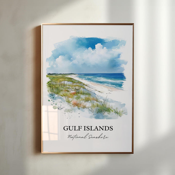 Gulf Islands Seashore Art, Pensacola Print, Navarre Artwork, Gulf Islands Mississippi Gift, Travel Print, Travel Poster, Housewarming Gift