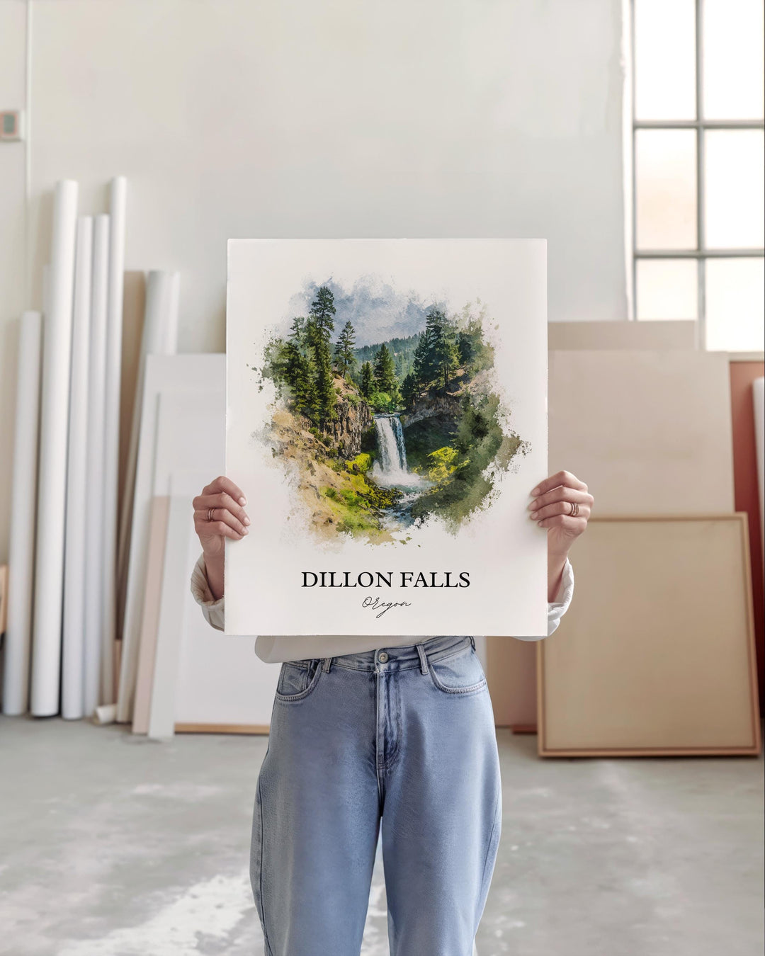 Dillon Falls Wall Art, Dillon Falls Print, Oregon Artwork, Deschutes National Forest Gift, Travel Print, Travel Poster, Housewarming Gift