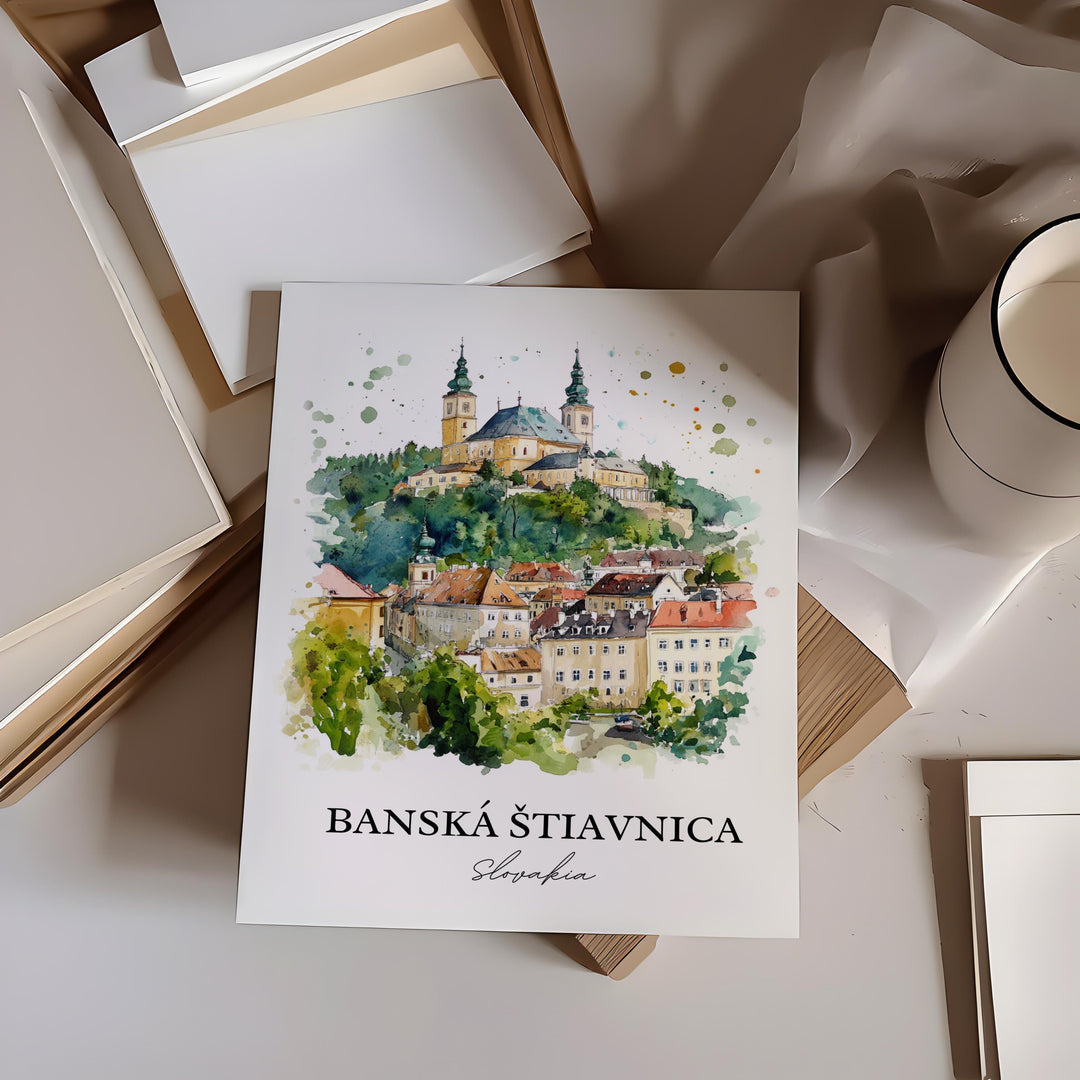 Banska Stiavnica Wall Art, Slovakia Print, Slovakia Watercolor Art, Banska Stiavnica Gift, Travel Print, Travel Poster, Housewarming Gift