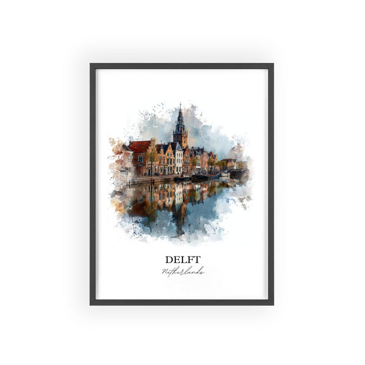 Delft, Netherlands – Watercolor Art Print