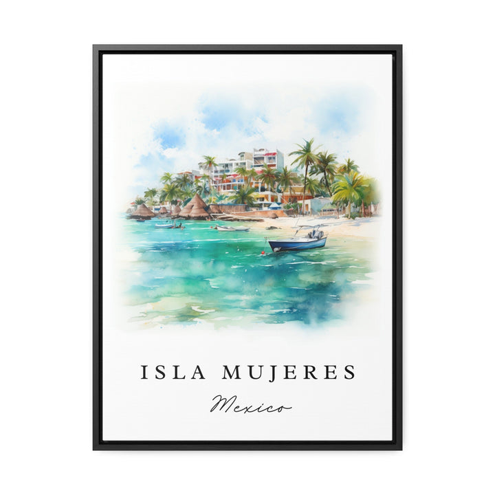 Isla Mujeres traditional travel art - Mexico, Isla  Mujeres poster print, Wedding gift, Birthday present, Custom Text, Perfect Gift