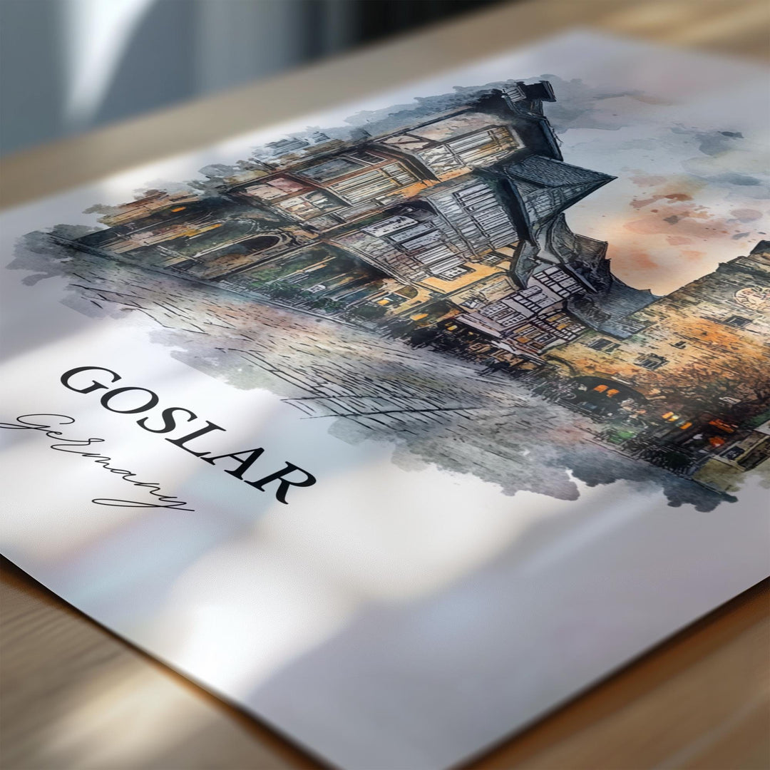 Goslar Germany Wall Art, Harz Mountains Print, Germany Watercolor Art, Goslar Gift, Travel Print, Travel Poster, Housewarming Gift