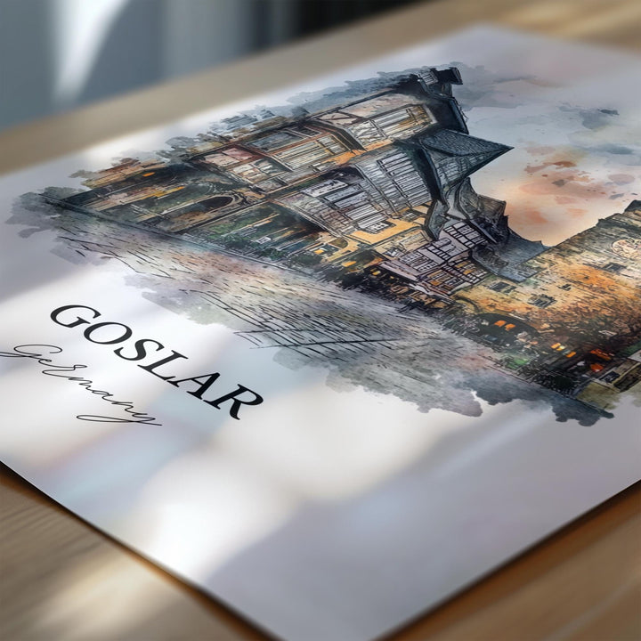 Goslar Germany Wall Art, Harz Mountains Print, Germany Watercolor Art, Goslar Gift, Travel Print, Travel Poster, Housewarming Gift