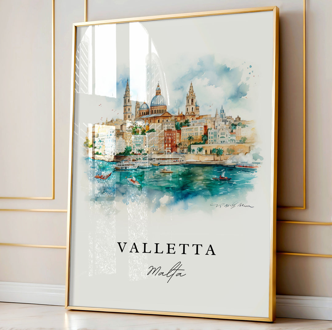 Valletta Malta wall art - Malta, Valletta poster, Valletta Wedding gift, Birthday present, Custom Text, Personalized Gift