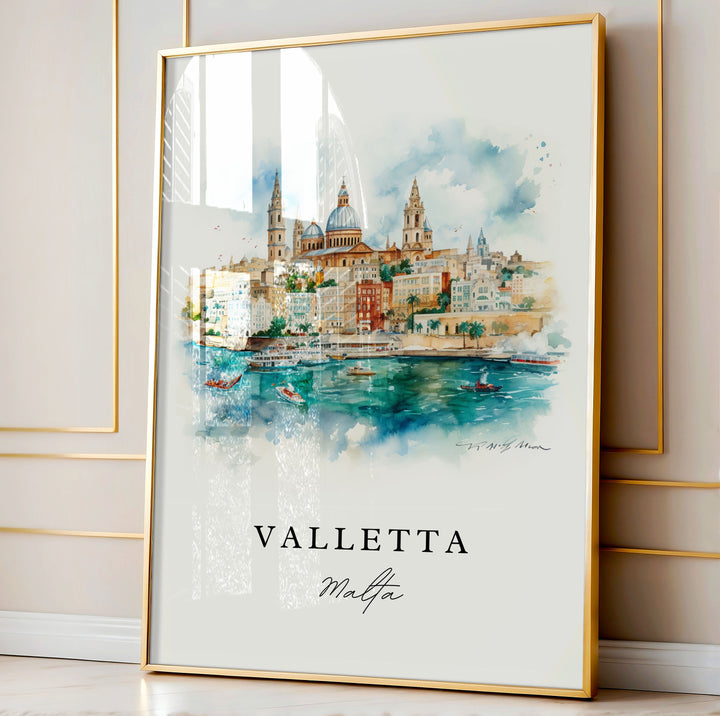 Valletta Malta wall art - Malta, Valletta poster, Valletta Wedding gift, Birthday present, Custom Text, Personalized Gift