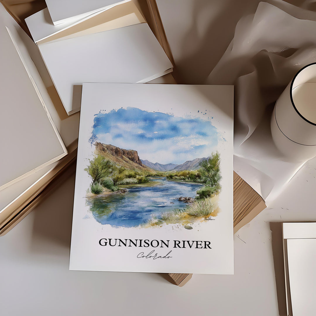 Gunnison River Wall Art, Gunnison Print, Colorado Watercolor Art, Gunnison River Gift, Travel Print, Travel Poster, Housewarming Gift