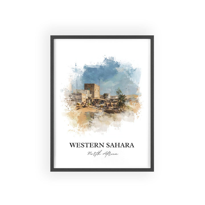 Western Sahara Wall Art, Africa Prints, Sahara Watercolor Art, Western Sahara Gift, Travel Print, Travel Poster, Housewarming Gift