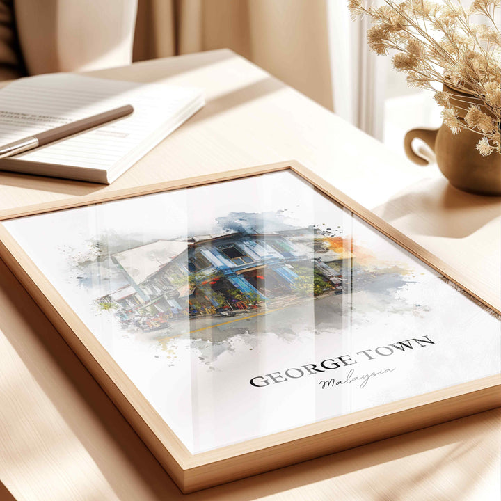 George Town, Malaysia – Watercolor Art Print