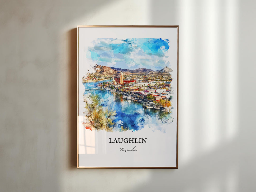 Laughlin NV Wall Art, Clark County Nevada Print, Nevada Watercolor Art, Laughlin Nevada Gift, Travel Print, Travel Poster, Housewarming Gift