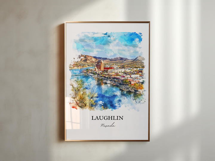 Laughlin NV Wall Art, Clark County Nevada Print, Nevada Watercolor Art, Laughlin Nevada Gift, Travel Print, Travel Poster, Housewarming Gift