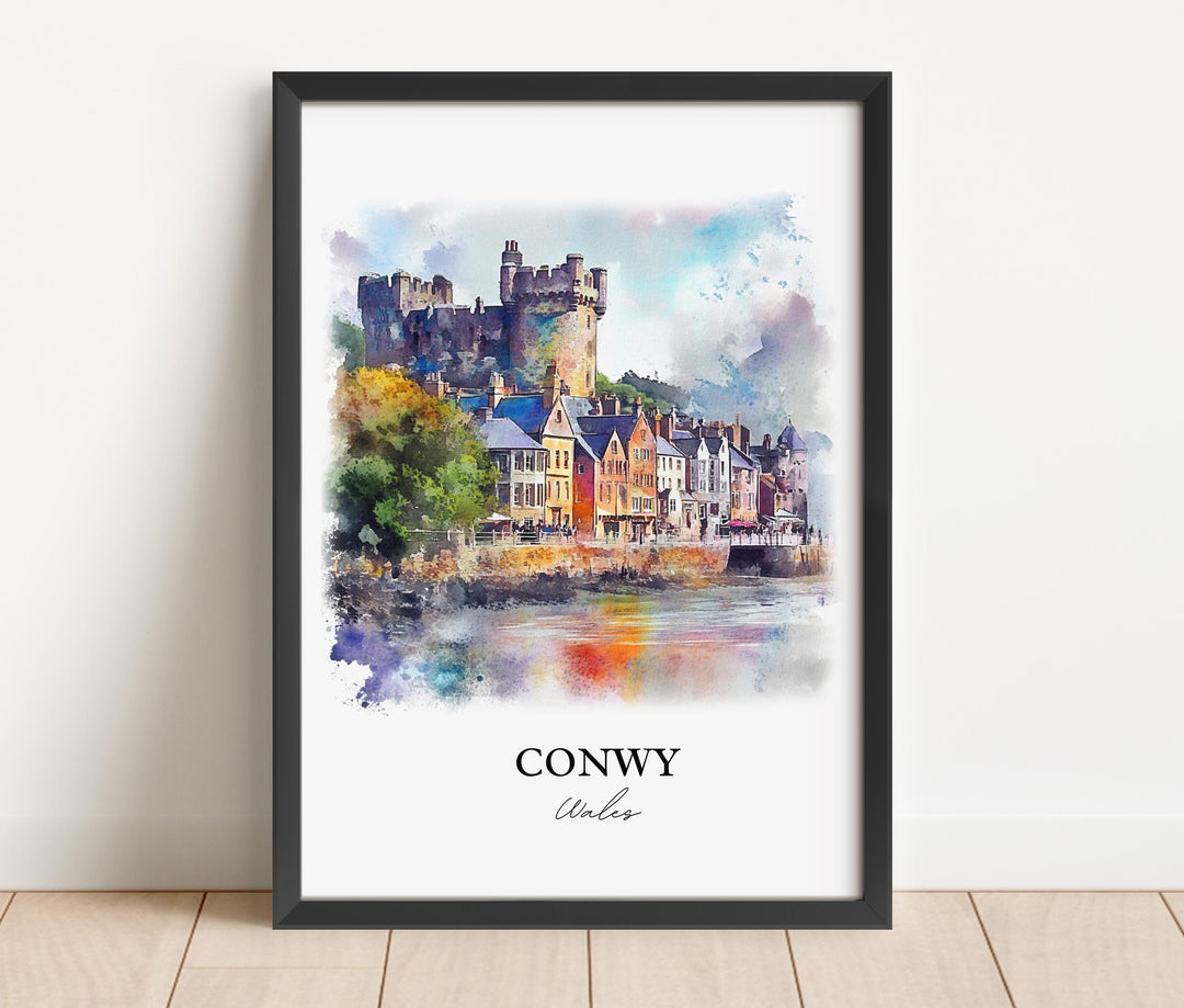 Conwy Wales Art, North Wales Print, Wales Watercolor Art, Conwy Wales Gift, Travel Print, Travel Poster, Housewarming Gift