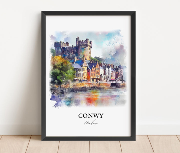 Conwy Wales Art, North Wales Print, Wales Watercolor Art, Conwy Wales Gift, Travel Print, Travel Poster, Housewarming Gift