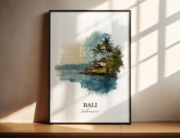 Bali Wall Art, Bali Print, Bali Indonesia Watercolor Art, Bali Indonesia Gift, Bali Travel Print, Travel Poster, Housewarming Gift
