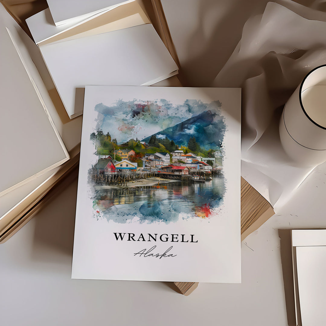 Wrangell Alaska Art, Wrangell AK Print, Wrangell Watercolor Art, Wrangell Alaska Gift,