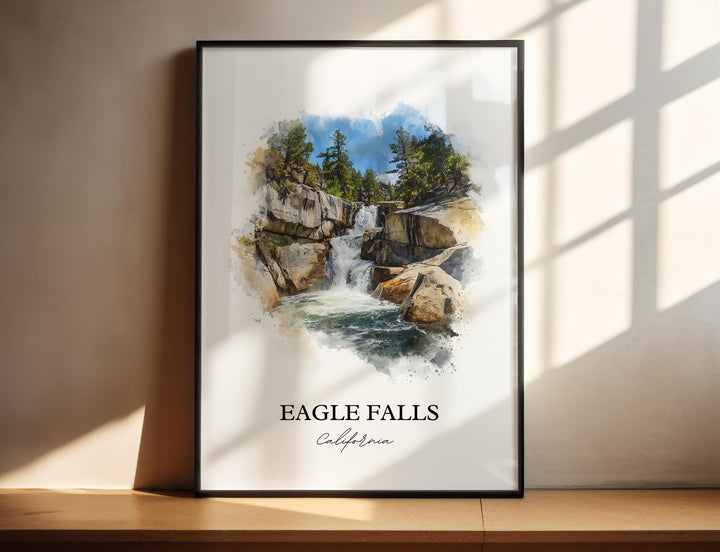 Eagle Falls Wall Art, South Lake Tahoe Print, Lake Tahoe Watercolor Art, Eagle Falls CA Gift, Travel Print, Travel Poster, Housewarming Gift