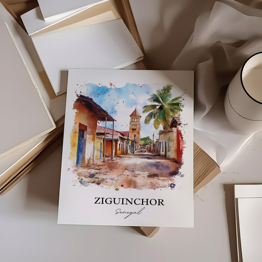 Ziguinchor, Senegal – Watercolor Art Print