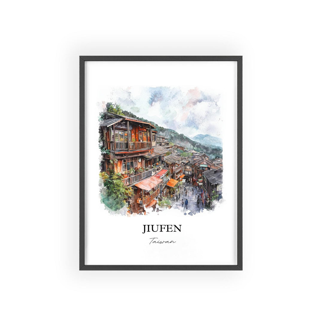 Jiufen Taiwan Wall Art, Jiufen Taiwan Print, Taiwan Watercolor Art, Jiufen Gift, Travel Print, Travel Poster, Housewarming Gift