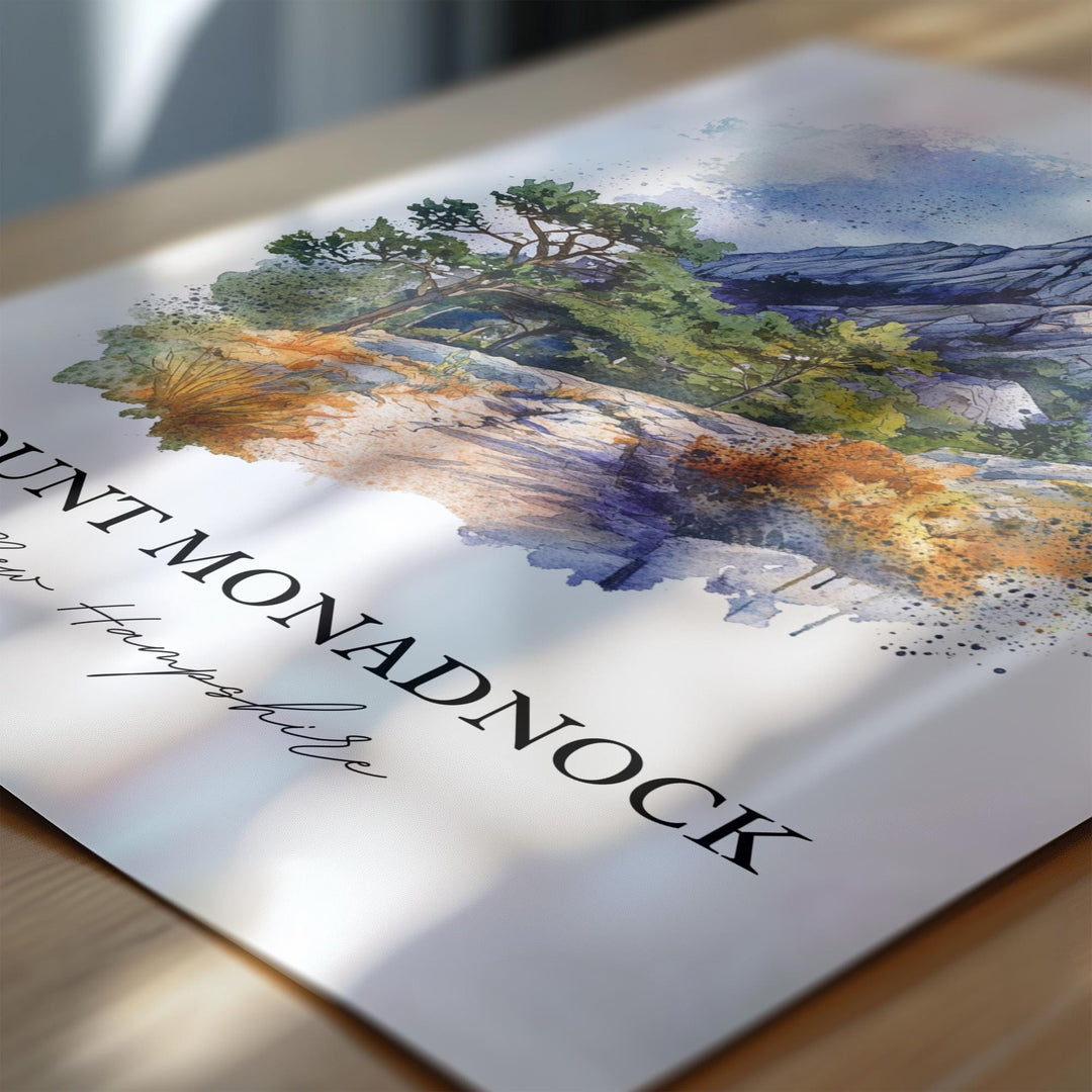 Mount Monadnock Wall Art, Jaffrey NH Print, New Hampshire Watercolor, Mount Monadnock Gift, Travel Print, Travel Poster, Housewarming Gift