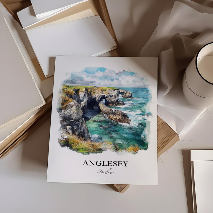 Anglesey Wall Art, Anglesey Wales Print, Wales Watercolor Art, Anglesey Gift, Travel Print, Travel Poster, Housewarming Gift