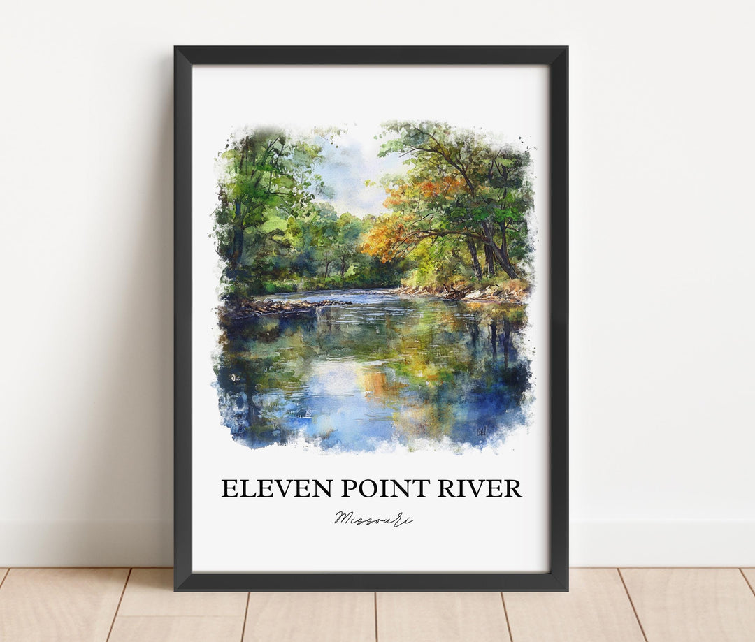 Eleven Point River Art, Ozarks Print, Ozarks Watercolor Art, Eleven Point River Gift, Travel Print, Travel Poster, Housewarming Gift