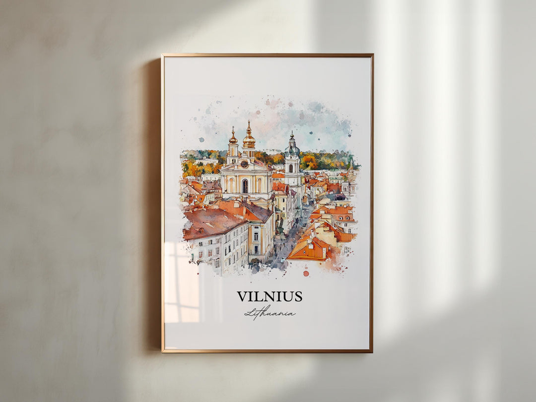 Vilnius Wall Art, Lithuania Print, Lithuania Watercolor Art, Vilnius Gift, Travel Print, Travel Poster, Housewarming Gift